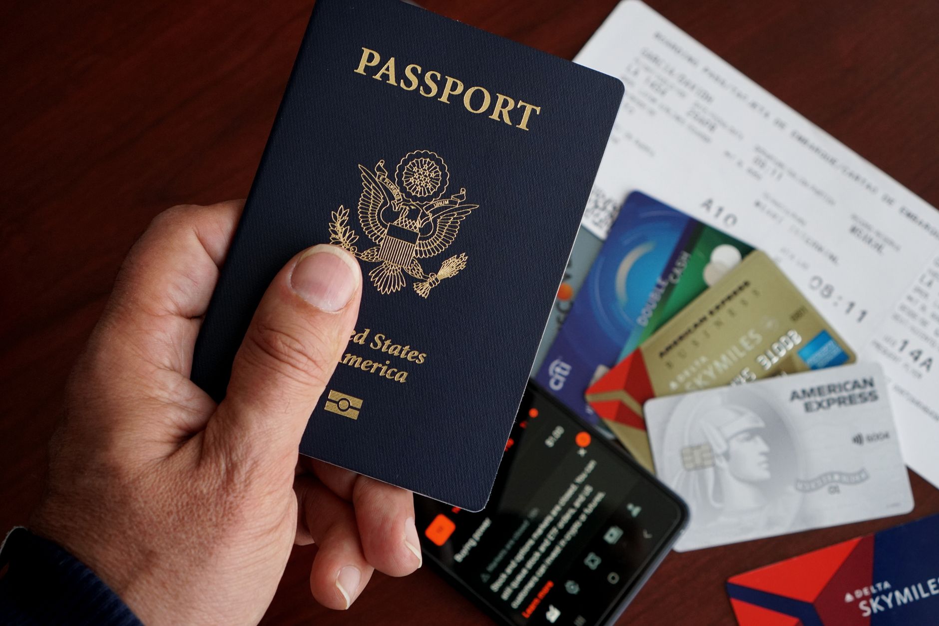 pension card documents hand