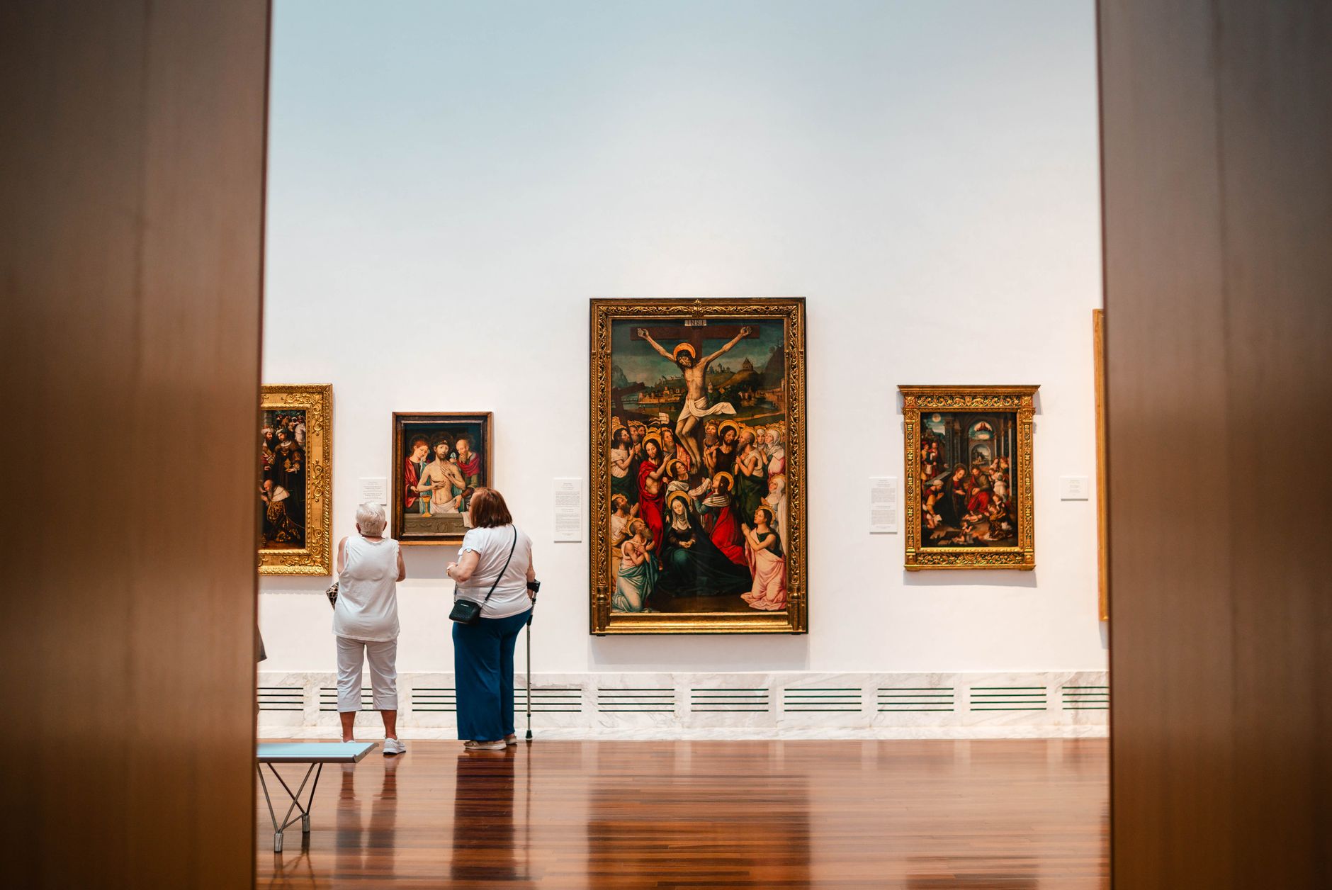 art museum interior visitors